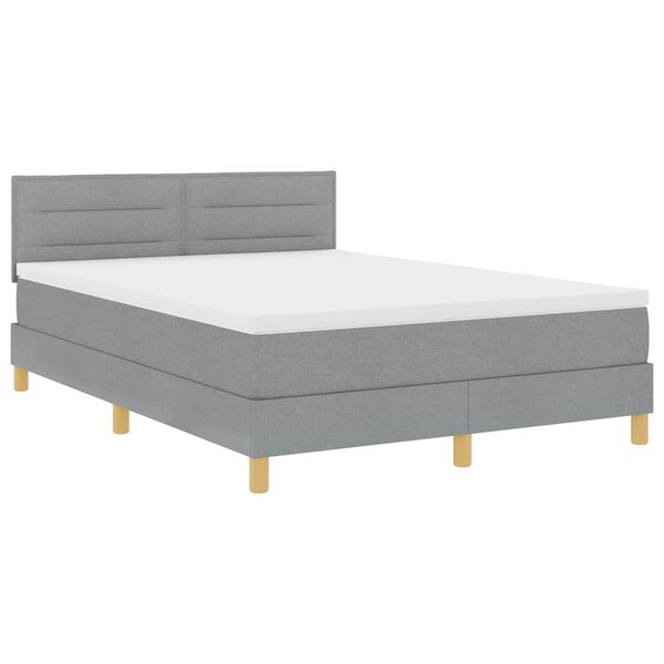 vidaXL Lit boxspring avec matelas Gris clair 160 x 200 cm tissu