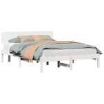 vidaXL Cadre de lit avec tête de lit Blanc 160 x 200 cm Pin massif