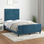 vidaXL Cadre de lit avec tête de lit bleu foncé 120x190 cm velours