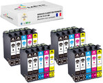 29xl - 20 cartouches 29 xl compatibles epson 29 xl fraise -  t2991 t1992 t1993 t2994 t2996 c13t29964012 - 8 noirs 4 cyan 4 magenta 4 jaunes