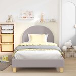 vidaXL Cadre de lit pour enfants avec tête de lit Gris clair 90x190 cm