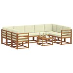 vidaXL Ensemble de canapés d'extérieur 10 Pièces Naturel et Crème