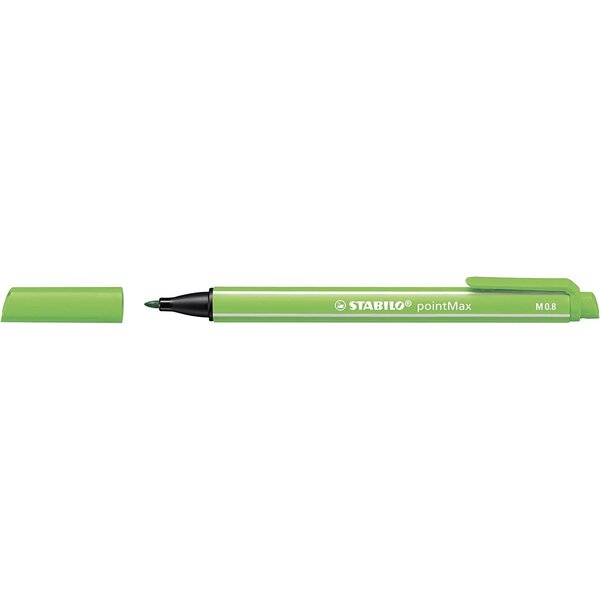 Stylo feutre pointMax pointe moyenne 0.8mm vert feuille x 10 STABILO