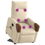 vidaXL Fauteuil inclinable de massage Crème Tissu