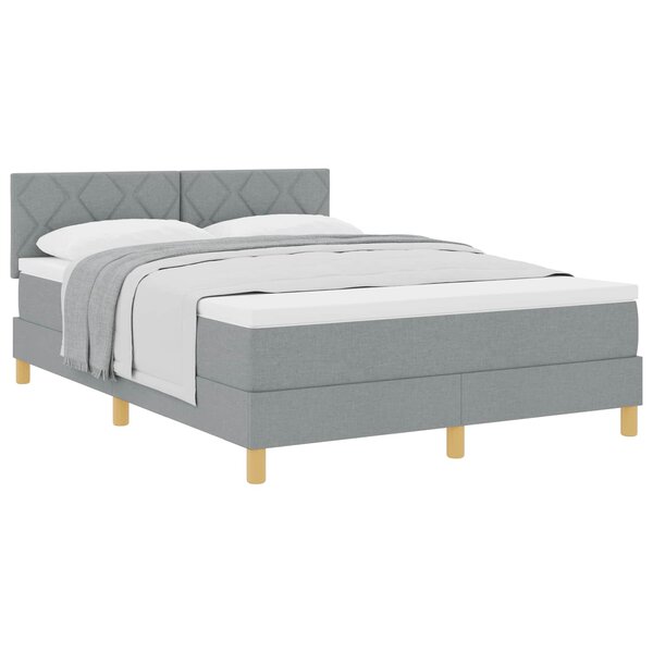 vidaXL Lit à ressorts avec matelas Gris clair 160 x 200 cm tissu