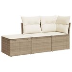 vidaXL Salon de jardin avec coussins 3 Pièces beige résine tressée