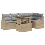 vidaXL Ensemble de canapé de jardin 6 Pièces Beige Poly rotin