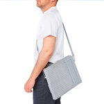 Grande Pochette Zippée Pour Ordinateur 14'' - Gris - 100  Cuir - Homme - Ordinateur - Renfort En Mousse - Double Porté - Draeger paris