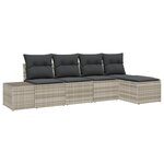 vidaXL Ensemble de canapé de jardin 5 pièces avec coussins gris clair en poly rotin