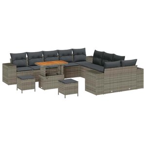vidaXL Ensemble de canapé de jardin 13 Pièces Gris polyrotin
