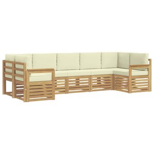 vidaXL Ensemble de canapés d'extérieur 6 pc Blanc et Crème Polyester