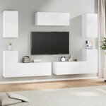 vidaXL Ensemble de meubles TV 7 Pièces Blanc Bois d'ingénierie