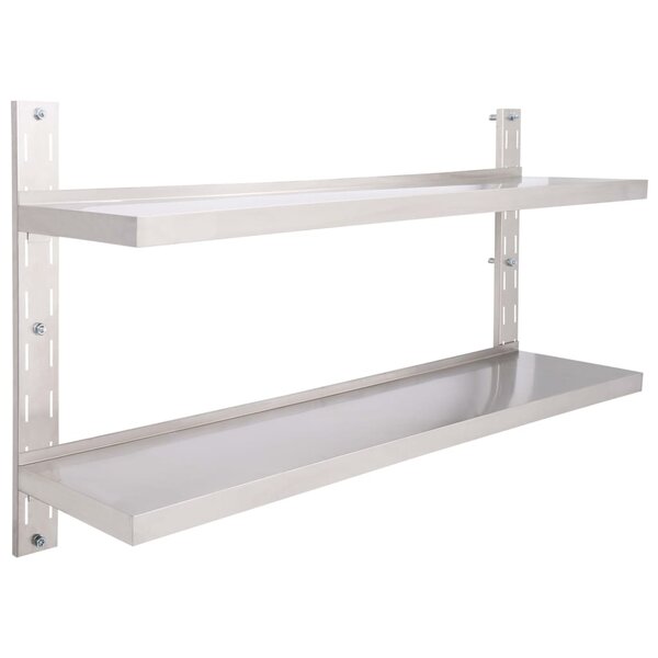 vidaXL Étagère murale à 2 niveaux Acier inoxydable 150x30 cm