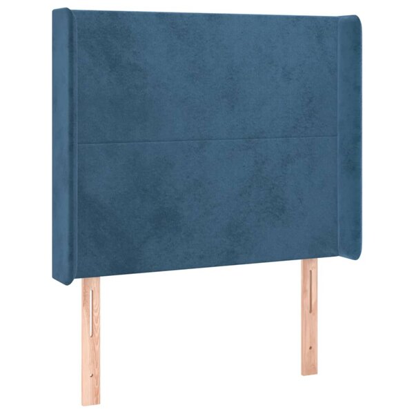 vidaXL Tête de lit avec oreilles Bleu foncé 103x16x118/128 cm Velours