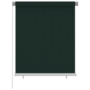 vidaXL Store roulant d'extérieur 120x140 cm Vert foncé PEHD