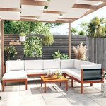 vidaXL Salon de jardin 8 Pièces avec coussins Crème Bois d'acacia solide