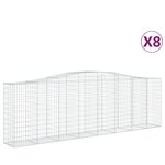 vidaXL Paniers à gabions arqués 8 Pièces 400x50x120/140 cm Fer galvanisé
