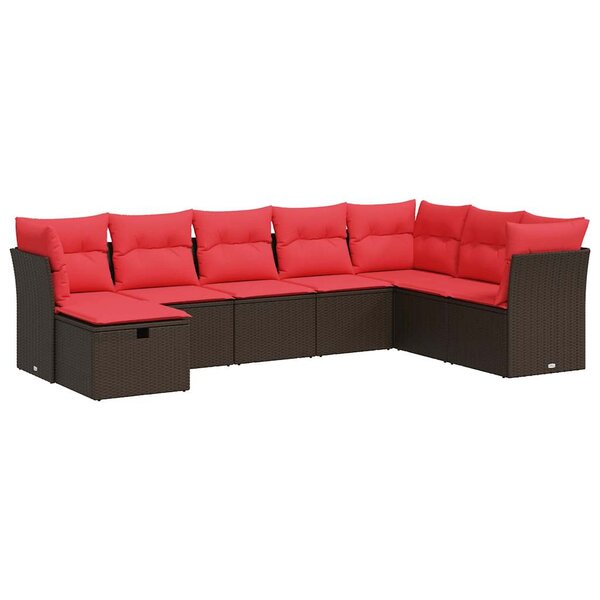 vidaXL Salon de jardin 8 Pièces avec coussins marron résine tressée