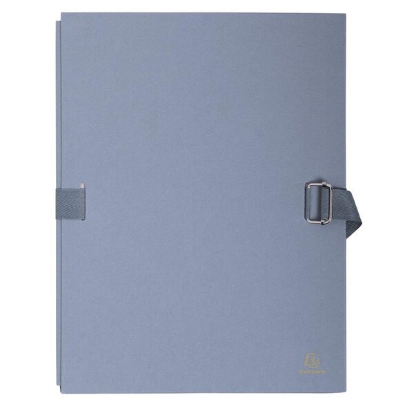 Chemise Dos Extensible avec Rabat Papier Toilé 24x32cm Sangle Gris x 10 EXACOMPTA