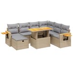 vidaXL Salon de jardin avec coussins 8 Pièces beige résine tressée