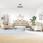vidaXL Ensemble de canapés 3 Pièces avec coussins décoratifs crème tissu