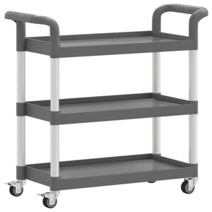 vidaXL Chariot à 3 niveaux gris 77x34x72 cm aluminium
