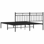 vidaXL Cadre de lit métal sans matelas avec tête de lit noir 150x200cm