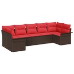 vidaXL Ensemble de canapé de jardin 7 Pièces Marron Poly rotin