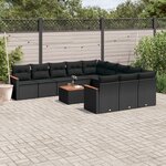 vidaXL Salon de jardin 12 Pièces avec coussins noir résine tressée
