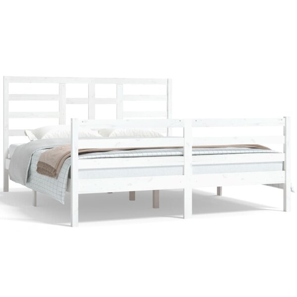 vidaXL Cadre de lit sans matelas blanc bois massif 160x200 cm