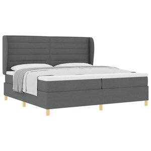 vidaXL Lit à ressorts avec matelas Gris foncé 200 x 200 cm tissu