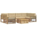 vidaXL Ensemble de canapés d'extérieur 7 Pièces Blanc et Beige Polyester