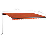 vidaXL Auvent automatique capteur de vent LED 450x350 cm Orange marron