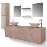vidaXL Meuble de salle de bain 11 Pièces avec lavabo et robinet Beige