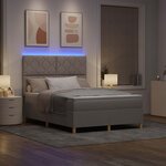 vidaXL Lit à ressort LED avec matelas Taupe 160 x 200 cm tissu