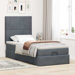 vidaXL Cadre de lit ottoman avec matelas gris foncé 80x200 cm velours