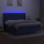 vidaXL Sommier à lattes de lit matelas et LED Bleu 160x200 cm Tissu