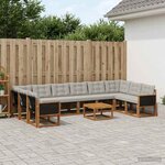 vidaXL Ensemble de canapés d'extérieur 11 Pièces Naturel et Gris clair