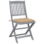 vidaXL Chaises pliables d'extérieur lot de 2 et coussins Bois d'acacia