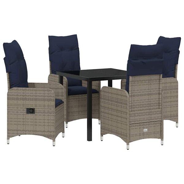 vidaXL Ensemble de salle à manger pour jardin 5 Pièces Noir Poly rotin