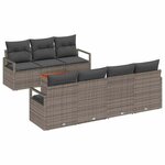 vidaXL Ensemble de canapé de jardin avec coussin 7 Pièces Gris Poly rotin