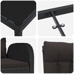 vidaXL Ensemble de salle à manger de jardin 7 pièces avec coussins en poly rattan noir
