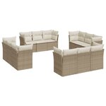vidaXL Salon de jardin avec coussins 12 Pièces beige résine tressée