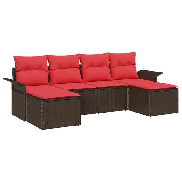 vidaXL Ensemble de canapé de jardin 6 Pièces Marron polyrotin