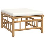 vidaXL Salon de jardin 3 Pièces avec coussins blanc crème bambou