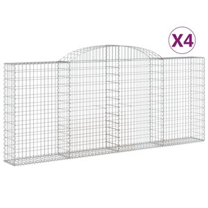 vidaXL Paniers à gabions arqués 4 Pièces 300x30x120/140 cm fer galvanisé