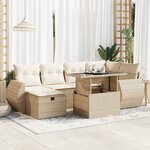 vidaXL Salon de jardin avec coussins 7 Pièces beige résine tressée