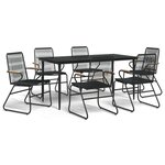 vidaXL Ensemble à manger de jardin 7 Pièces Noir Rotin PVC