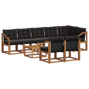 vidaXL Ensemble de canapés d'extérieur 9 Pièces Naturel et Noir
