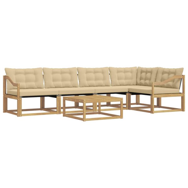 vidaXL Ensemble de canapés d'extérieur 6 pc Blanc et Beige
